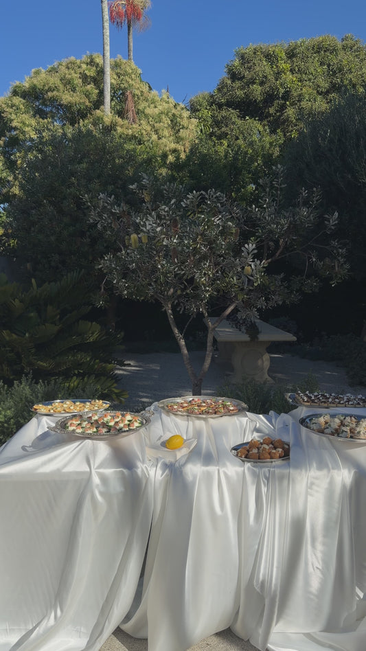 Draping and silver platter display